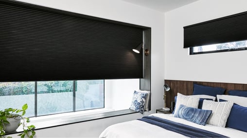 Whisper Shades with Blockout fabric installed in bedroom